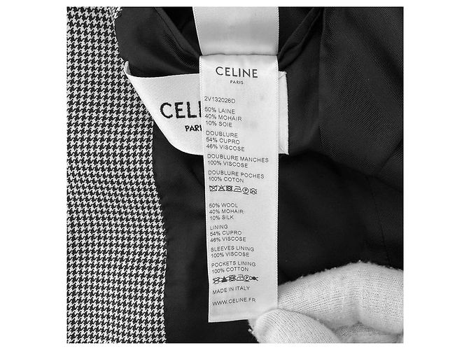 Céline Blazer de Lana Seda Houndstooth para Mujer Gris Negro - vista 10
