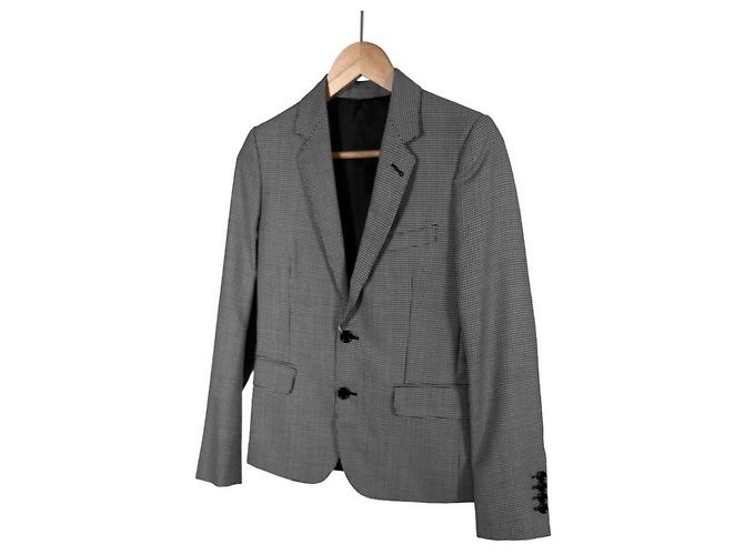 Céline Blazer de Lana Seda Houndstooth para Mujer Gris Negro - vista 2