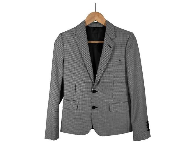 Céline Blazer de Lana Seda Houndstooth para Mujer Gris Negro - vista 3