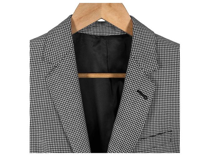 Céline Blazer de Lana Seda Houndstooth para Mujer Gris Negro - vista 5