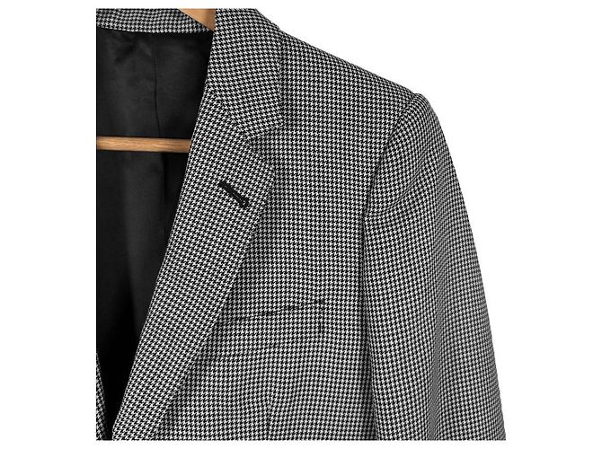 Céline Blazer de Lana Seda Houndstooth para Mujer Gris Negro - vista 6