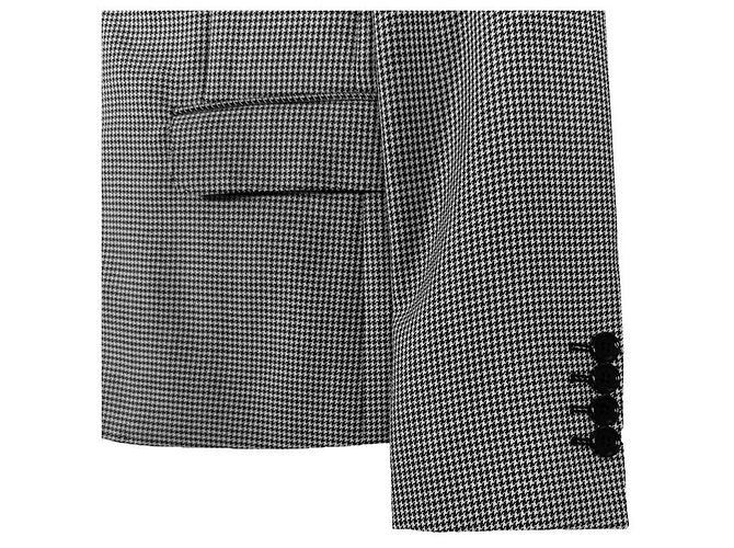Céline Blazer de Lana Seda Houndstooth para Mujer Gris Negro - vista 7