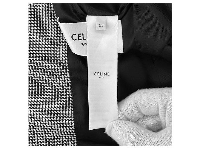 Céline Blazer de Lana Seda Houndstooth para Mujer Gris Negro - vista 9