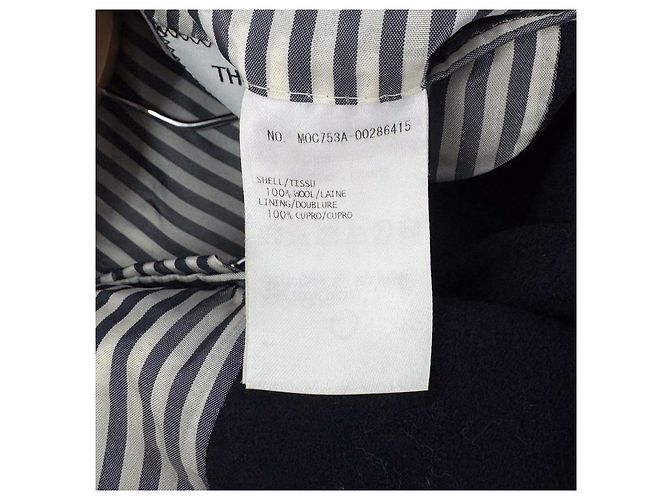 Thom Browne Chestfield Melton Gold Button Diagonal Wool Coat Navy Size Blue - view 10
