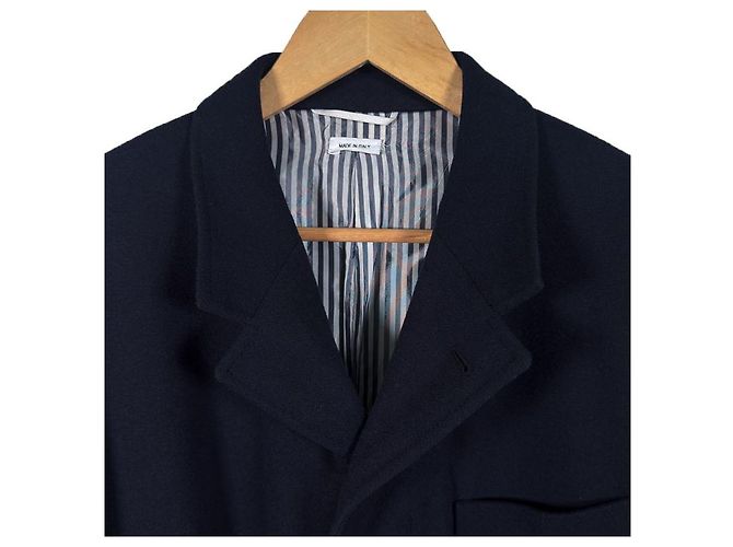 Thom Browne Chestfield Melton Gold Button Diagonal Wool Coat Navy Size Blue - view 5