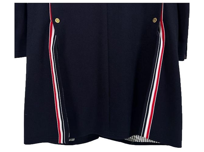 Thom Browne Chestfield Melton Gold Button Diagonal Wool Coat Navy Size Blue - view 7