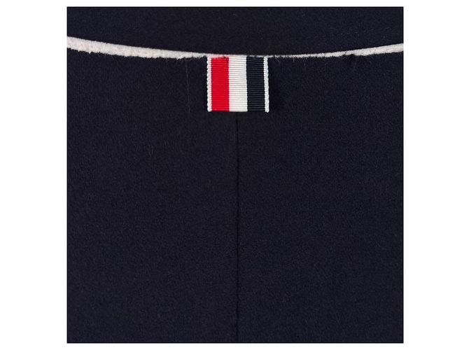 Thom Browne Chestfield Melton Gold Button Diagonal Wool Coat Navy Size Blue - view 8