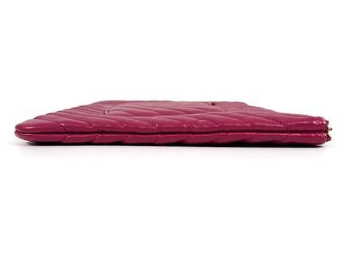 Chanel Clutch in agnello Chevron Classico Borgogna Oro Medio Nuovo Rosso - vista 5