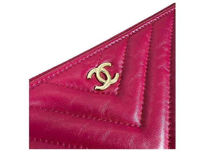 Chanel Clutch in agnello Chevron Classico Borgogna Oro Medio Nuovo Rosso - vista 7