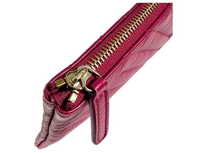 Chanel Clutch in agnello Chevron Classico Borgogna Oro Medio Nuovo Rosso - vista 8