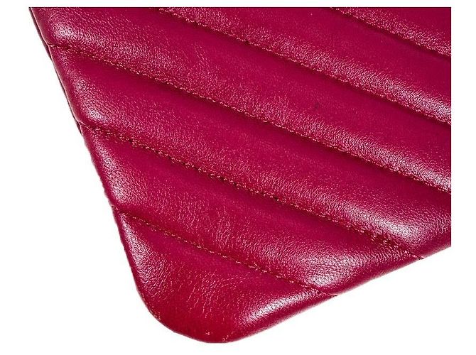 Chanel Clutch in agnello Chevron Classico Borgogna Oro Medio Nuovo Rosso - vista 9