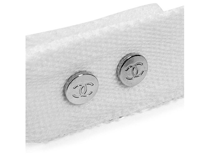 Chanel Sombrero de sol de algodón blanco con logo CC Coco para mujeres - vista 8