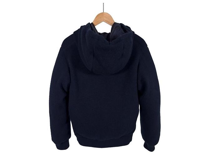 Miu Miu Giacca con cappuccio in lana e cashmere per donna - Blu - vista 4