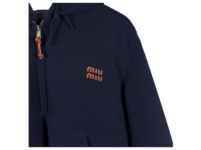 Miu Miu Giacca con cappuccio in lana e cashmere per donna - Blu - vista 5
