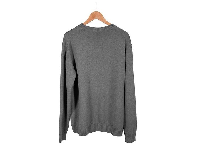 Versace Herrenpullover aus Wolle mit Milano-Stich und gesticktem Logo - Grau Braun - Ansicht 4