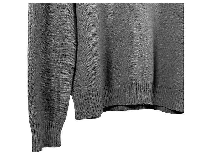 Versace Herrenpullover aus Wolle mit Milano-Stich und gesticktem Logo - Grau Braun - Ansicht 7