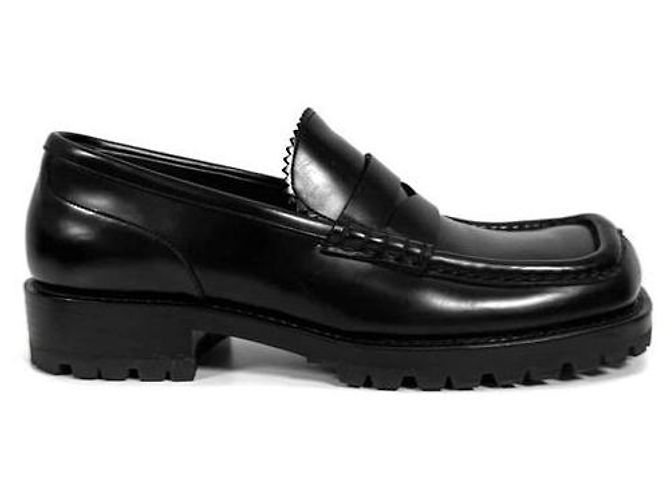 Dries Van Noten Mocassini in pelle a punta quadrata neri Nero - vista 2