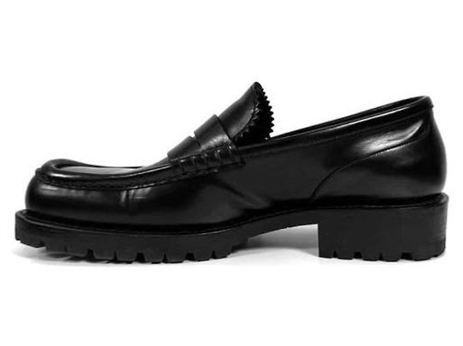 Dries Van Noten Mocassini in pelle a punta quadrata neri Nero - vista 3