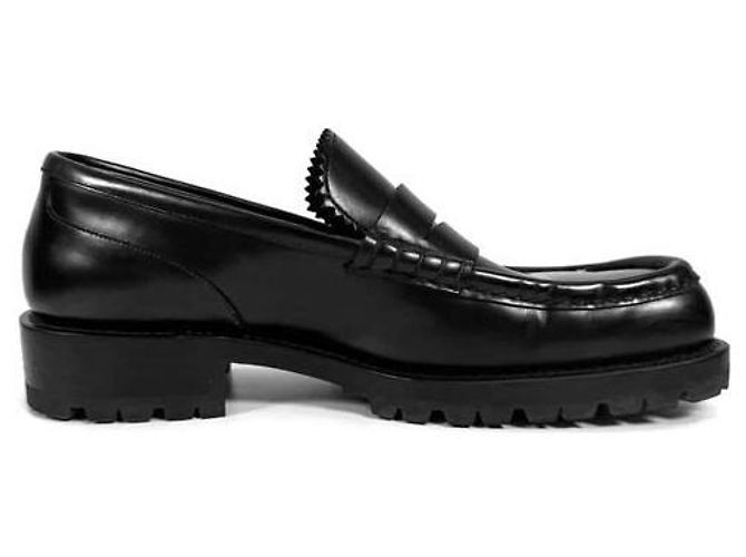 Dries Van Noten Mocassini in pelle a punta quadrata neri Nero - vista 4