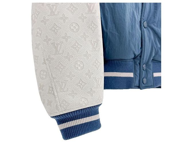 Louis Vuitton Men's Mixed Leather Teddy Varsity Blouson Blue - view 10