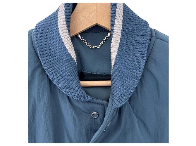 Louis Vuitton Men's Mixed Leather Teddy Varsity Blouson Blue - view 6