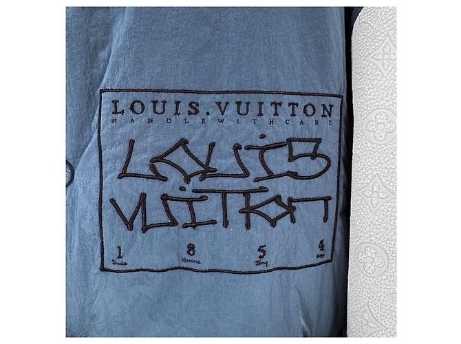 Louis Vuitton Men's Mixed Leather Teddy Varsity Blouson Blue - view 8