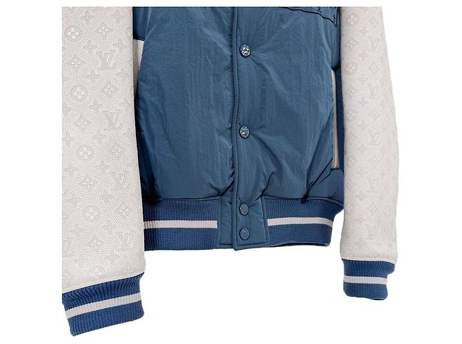 Louis Vuitton Men's Mixed Leather Teddy Varsity Blouson Blue - view 9