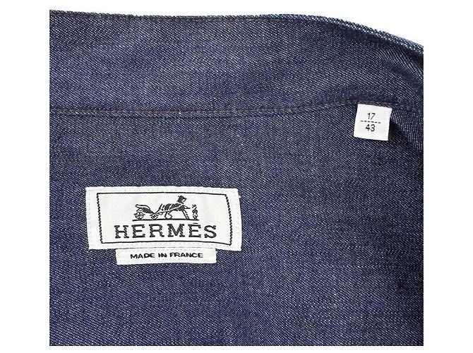 Hermès Men's Madison Collar Zip Jacket Indigo Blue - view 11