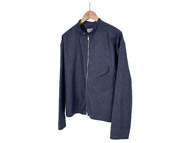 Hermès Men's Madison Collar Zip Jacket Indigo Blue - view 2