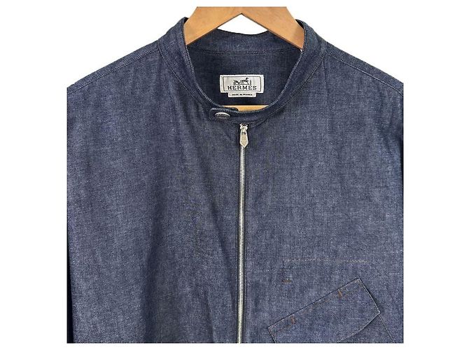 Hermès Men's Madison Collar Zip Jacket Indigo Blue - view 5