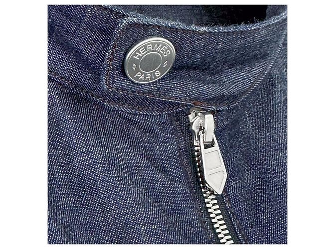 Hermès Men's Madison Collar Zip Jacket Indigo Blue - view 7