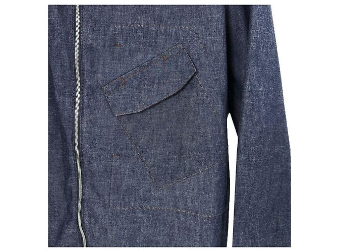 Hermès Men's Madison Collar Zip Jacket Indigo Blue - view 8