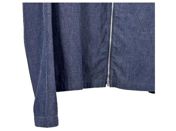 Hermès Men's Madison Collar Zip Jacket Indigo Blue - view 9