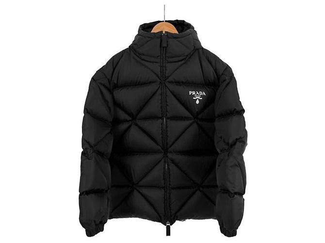 Prada Giacca in piuma con cappuccio in gabardine di nylon per donne nera Nero - vista 3