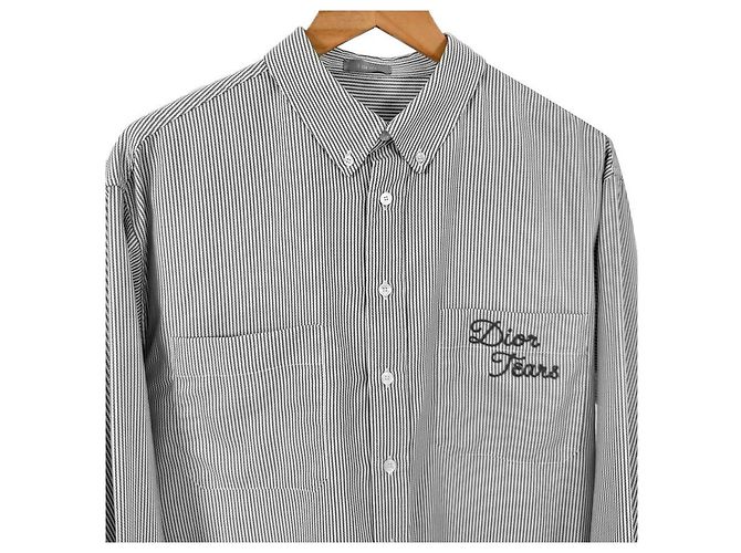 Dior Camicia Oxford in cotone a righe grigia per uomo Marrone - vista 5
