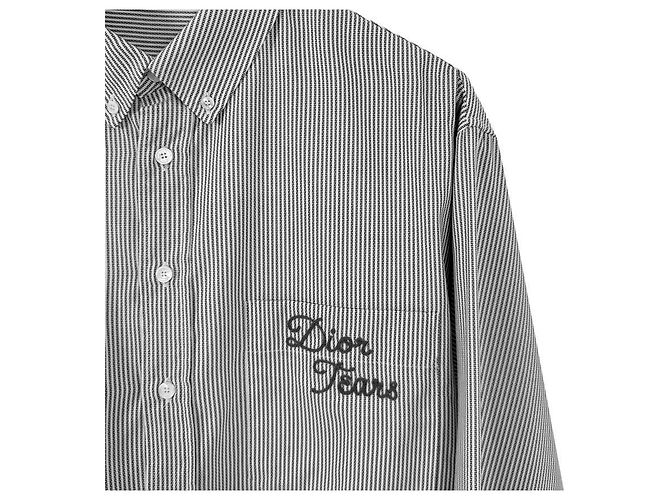 Dior Camicia Oxford in cotone a righe grigia per uomo Marrone - vista 6
