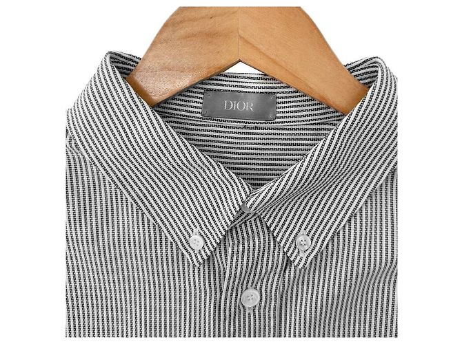 Dior Camicia Oxford in cotone a righe grigia per uomo Marrone - vista 9