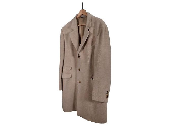 Brunello Cucinelli Men's Alpaca Wool Single Coat Ivory White - view 2