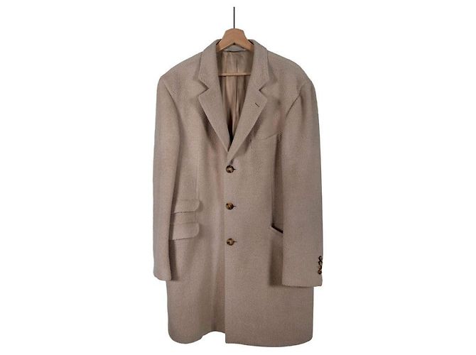Brunello Cucinelli Men's Alpaca Wool Single Coat Ivory White - view 3