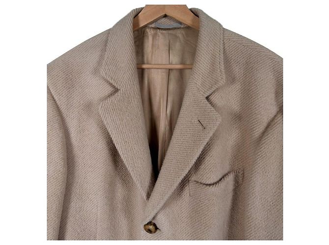 Brunello Cucinelli Men's Alpaca Wool Single Coat Ivory White - view 5