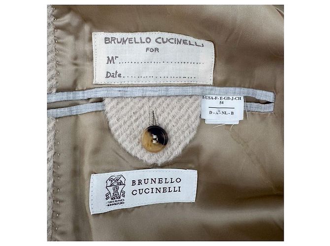 Brunello Cucinelli Men's Alpaca Wool Single Coat Ivory White - view 9