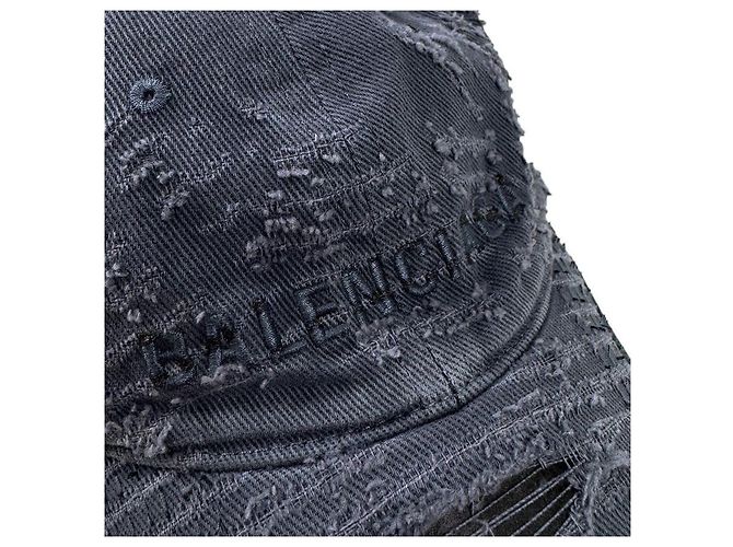Day Balenciaga Blauer, bestickter, abgenutzter Denim-Baseball-Cap - Ansicht 7