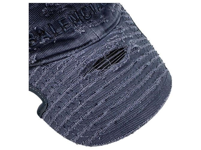 Day Balenciaga Blauer, bestickter, abgenutzter Denim-Baseball-Cap - Ansicht 8