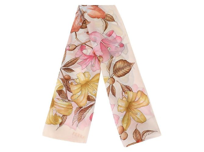 Salvatore Ferragamo Sciarpa con stampa di ibisco Bianco - vista 4