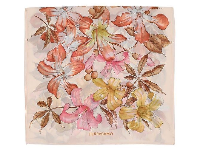 Salvatore Ferragamo Sciarpa con stampa di ibisco Bianco - vista 5