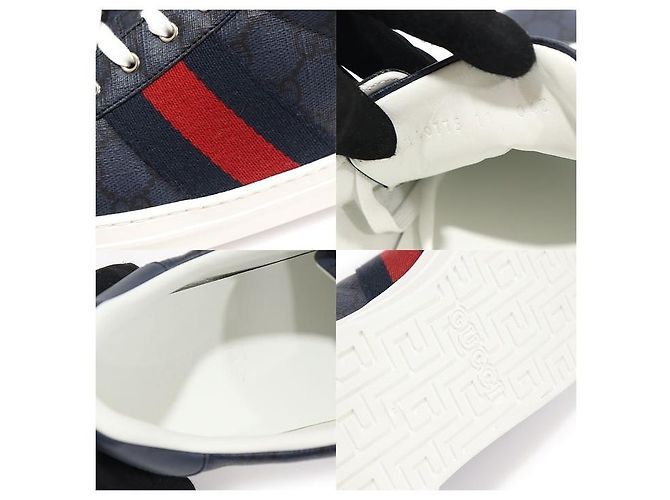 Gucci Sneakers Ace da uomo in tela GG Supreme nero marino con WEB - vista 7