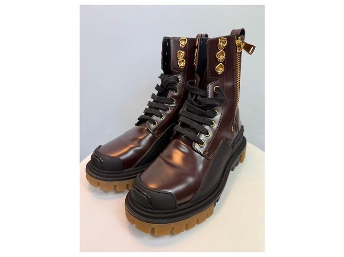 Stivaletti in pelle con lacci Dolce & Gabbana Marrone - vista 2