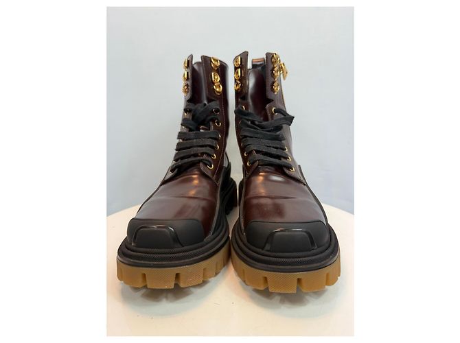 Stivaletti in pelle con lacci Dolce & Gabbana Marrone - vista 3