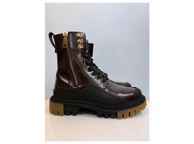 Stivaletti in pelle con lacci Dolce & Gabbana Marrone - vista 4