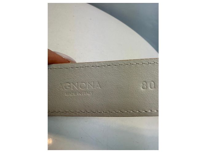 Cintura in pelle bianca Agnona con borchie dorate Bianco - vista 4